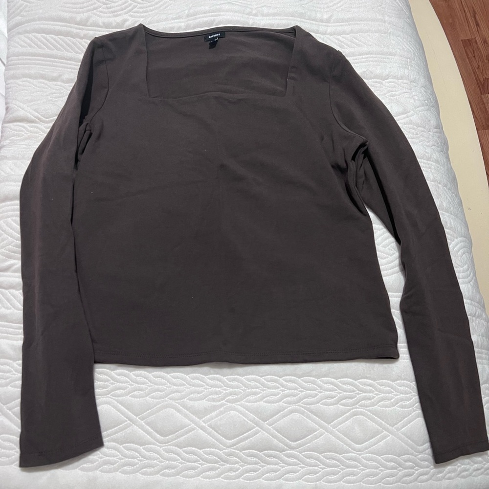 Express Dark Brown Long Sleeve Top